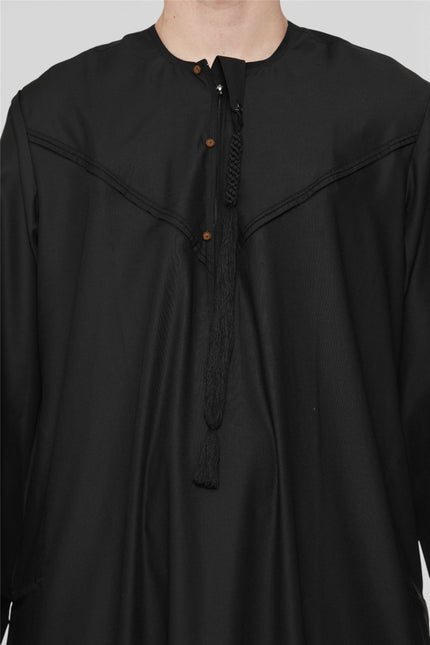 Men's Eid Black Moroccan Jubba Robe Djellaba Ramadan Eid Thobe - HM11