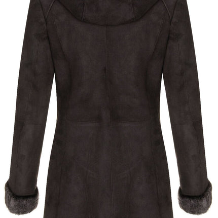 Womens Merino Sheepskin Hooded Coat-Antioch