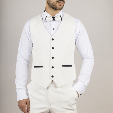 Men's White 3 Piece Velvet Wedding Tuxedo Formal Suit