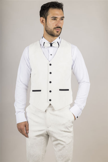 Men's White 3 Piece Velvet Wedding Tuxedo Formal Suit