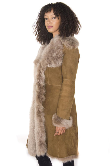 Womens Toscana Sheepskin Suede Trench Coat-Tbilisi
