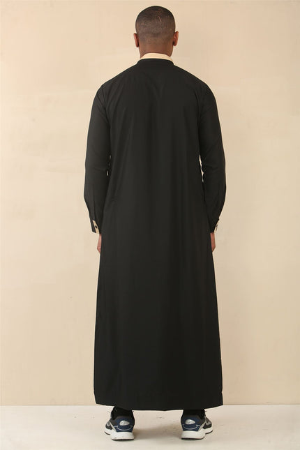 Men's Black Thobe Arab Saudi Emirati Islamic Clothing Jubba Robe