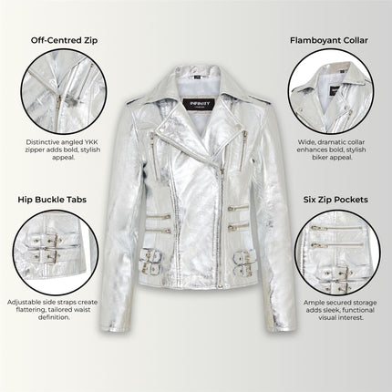 Womens Leather Brando Biker Jacket-Orlando