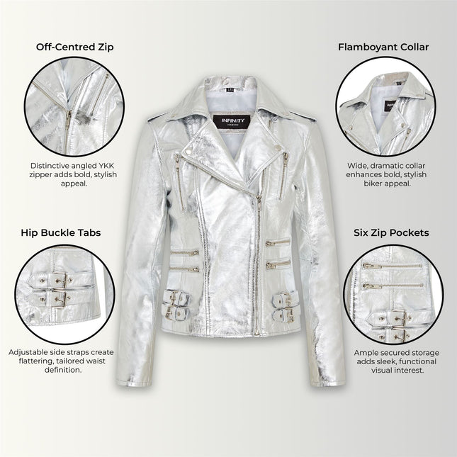 Womens Leather Brando Biker Jacket-Orlando