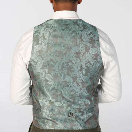 Men's Olive Green Wool Blend Tweed Formal Waistcoats