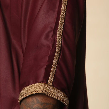 Men's Burgundy Moroccan Thobe Jubba Robe Eid Djellaba Gandoura