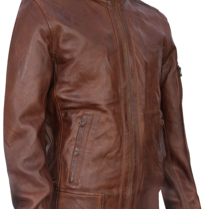 Mens Leather Varsity Bomber Jacket-Adana