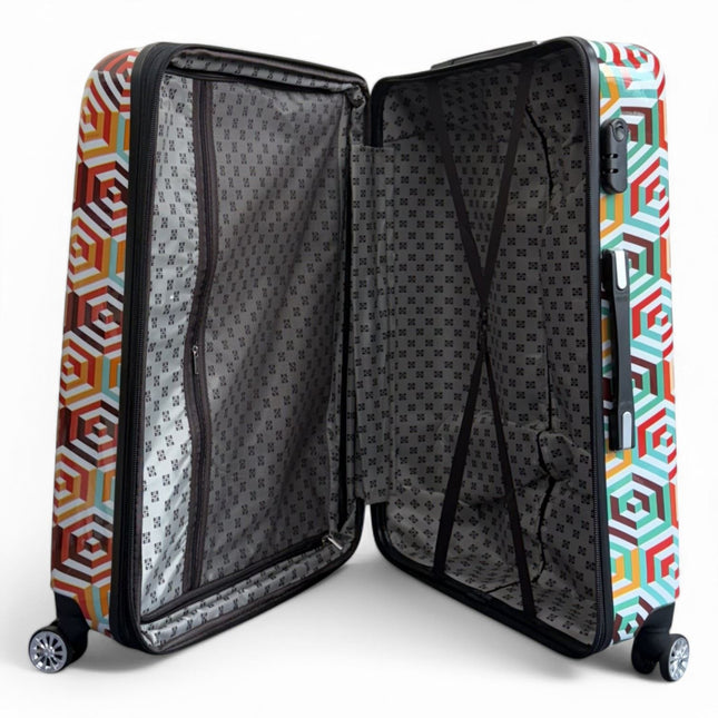Strong Expandable Hard Shell Dual 4 Wheel Suitcase Set Print Luggage Cabin Travel Bag
