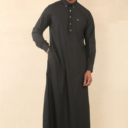 Men's Black Thobe Arab Saudi Emirati Islamic Clothing Jubba Robe