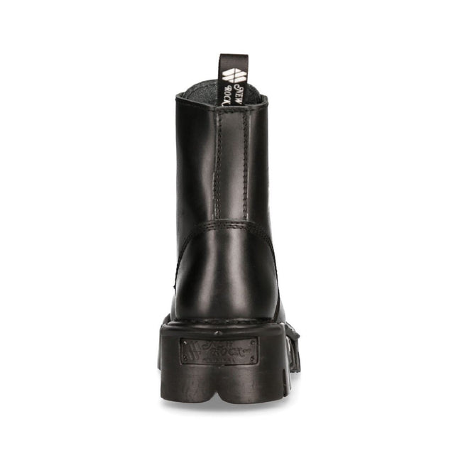 New Rock Unisex Black Gothic Military Biker Boots- Mili084N-S3