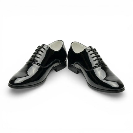 Men's Formal Black Patent PU Leather Oxford Dress Brogue Shoes