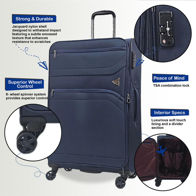Lightweight Soft  Dual 4 Wheel Luggage Suitcases