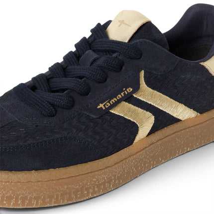 Tamaris Women's Navy Blue Leather Trainers Sneaker Shoes - 23723-44