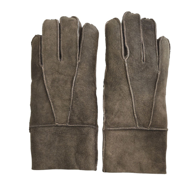 Infinity Leather Unisex Brown Sheepskin Suede Gloves with Roll Up/Down Cuff