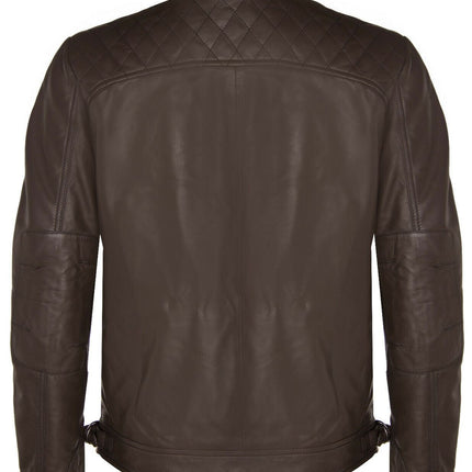 Men's Vintage Leather Quilted Biker Jacket-Monaco