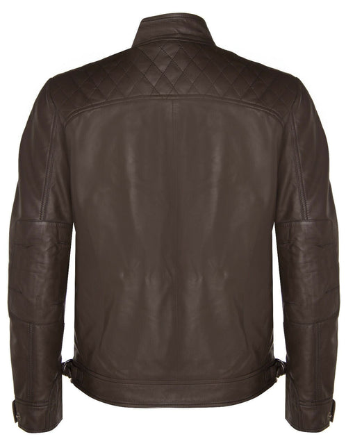 Men's Vintage Leather Quilted Biker Jacket-Monaco