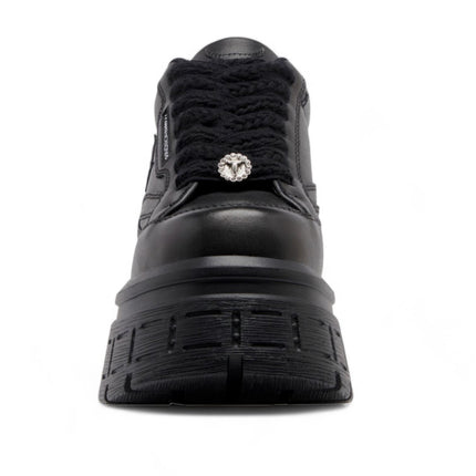 Windsorsmith Womens Black Chunky Leather Platform Trainers Sneakers - Swerve