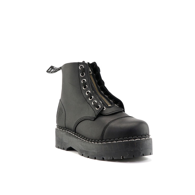 Grinders Unisex Black Cameron Acs Leather Ankle Casual Zip Boots