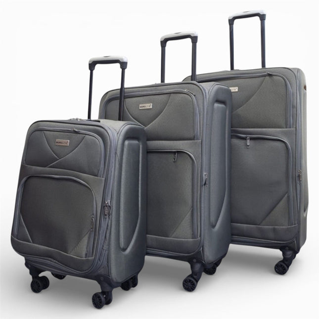 Soft Shell Lightweight Nylon Suitcase Set 4 Wheel Travel Case Holiday Bags