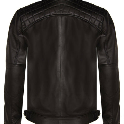 Men's Vintage Leather Quilted Biker Jacket-Monaco