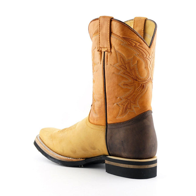 Grinders Tan Mid-Calf Cowboy Leather Boots - El Paso