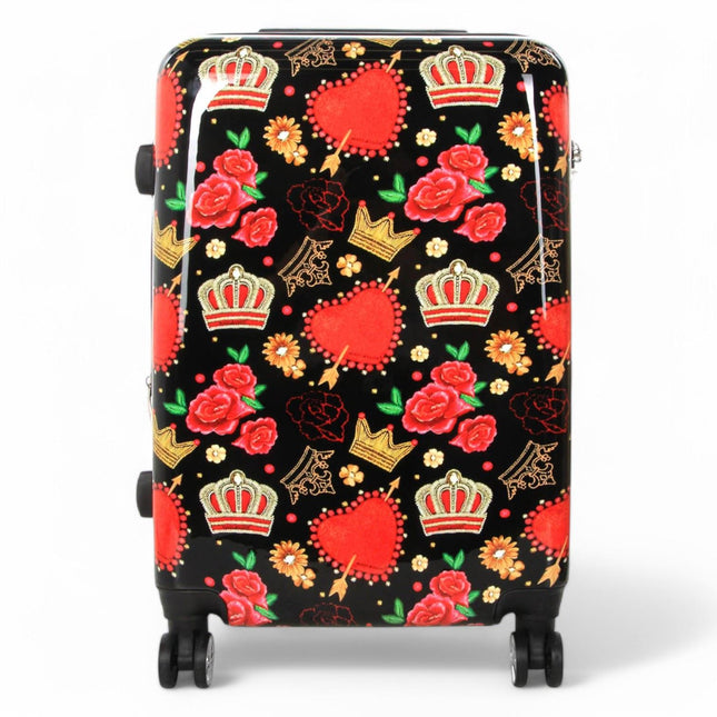 Strong Expandable Hard Shell Dual 4 Wheel Suitcase Set Print Luggage Cabin Travel Bag