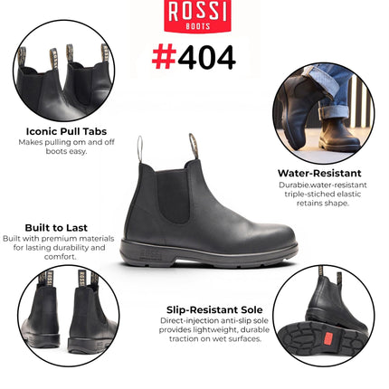 Rossi 404 Black Leather Outdoor Chelsea Boots - Spinifex