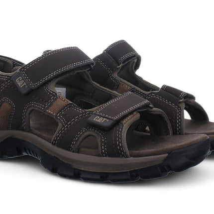 Caterpillar Men's Dark Brown Leather Giles Trekking Sandals
