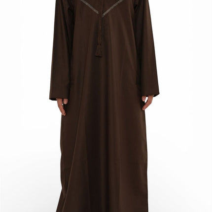 Kids Boys Eid Brown Moroccan Thobe Robe Djellaba Ramadan Eid Jubba- K-HM10