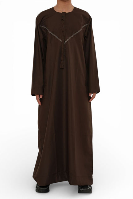 Kids Boys Eid Brown Moroccan Thobe Robe Djellaba Ramadan Eid Jubba- K-HM10