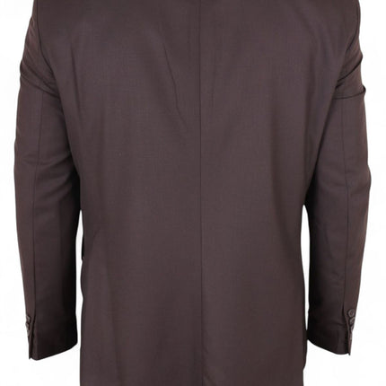 Men's 3 Piece Plain Dark Brown Work Formal Suit