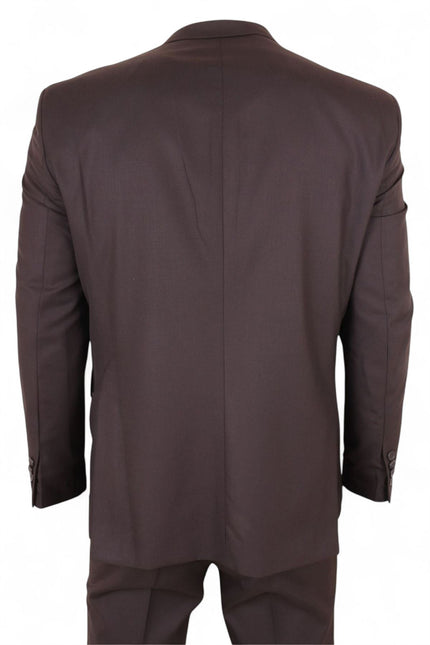 Men's 3 Piece Plain Dark Brown Work Formal Suit