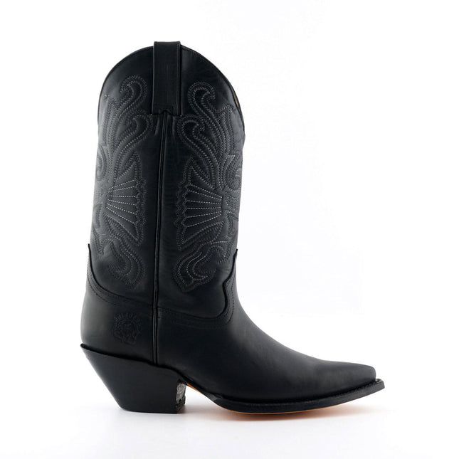 Grinders Black Leather Western Cowboy Boots - Buffalo