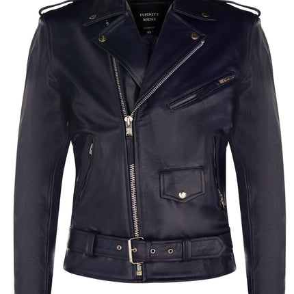 Mens Cow-Hide Black Brando Jacket -Venice
