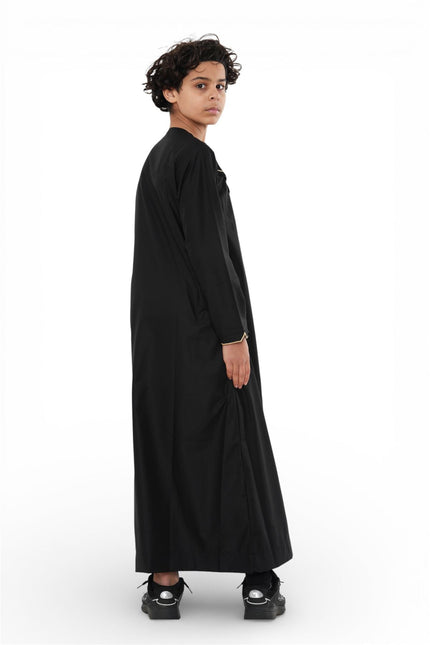 Kids Boys Ramadan Black Moroccan Jubba Robe Djellaba Eid Thobe - K-TT-006