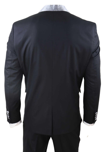 Men's 4 Piece Black Tailored Wedding Suit