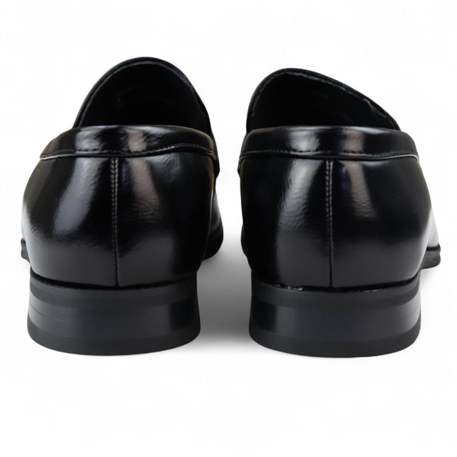 Men's Black Slip-On Loafers Leather Lined Smart Shoes