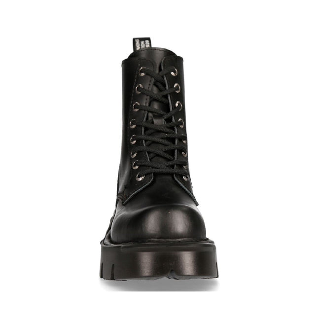 New Rock Unisex Black Gothic Military Biker Boots- Mili084N-S3