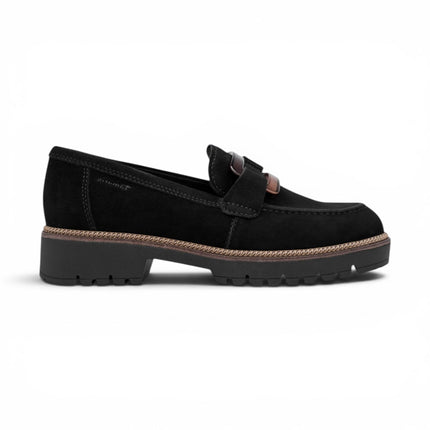 Tamaris Women's Black Suede Leather Loafer Casual Shoes - 24722-43
