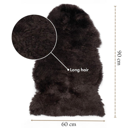 Genuine Chocolate Brown Sheepskin Natural Silky Soft Fluffy Real Wool Rug