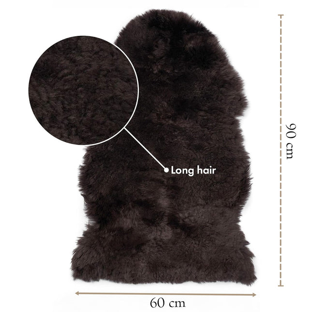 Genuine Chocolate Brown Sheepskin Natural Silky Soft Fluffy Real Wool Rug