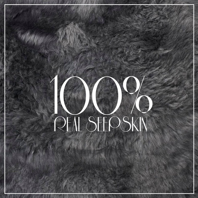 Genuine Sheepskin Charcoal Grey Double Natural Fluffy Silky Soft Real Wool Rug