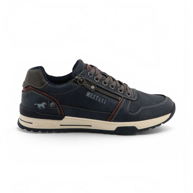 Mustang Men's Navy Faux Leather Trainer Sneaker Shoes - M0281006