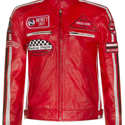 Mens Racing Leather Biker Jacket-Portland