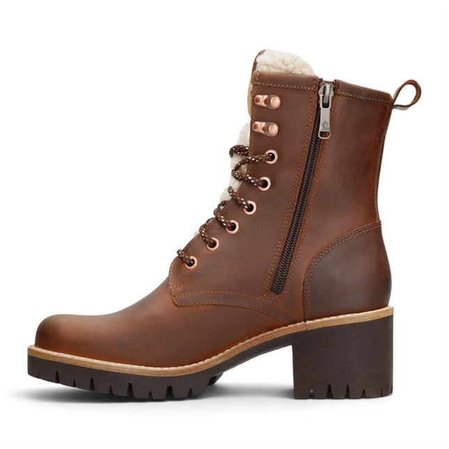 Panama Jack Women's Bark Leather Waterproof Warm Heeled Lace-Up Boots - Tibi B2