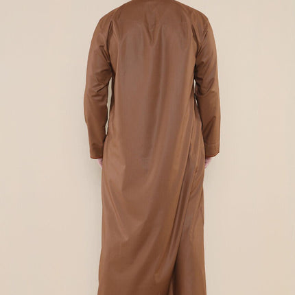 Mens Brown Jubba Saudi Islamic Arab Eid Emirati Kaftan Jubbah Tassel Robe