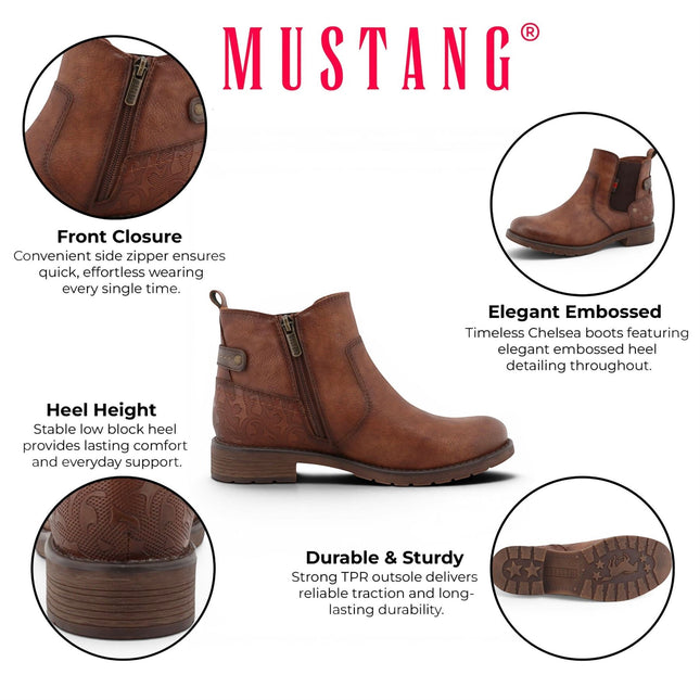 Mustang Women's Brown Faux Leather Chelsea Ankle Boots - M0052002
