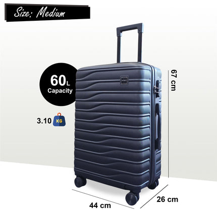 Hardshell Black Suitcase Set Robust 8 Wheel Luggage Cabin Case Bag