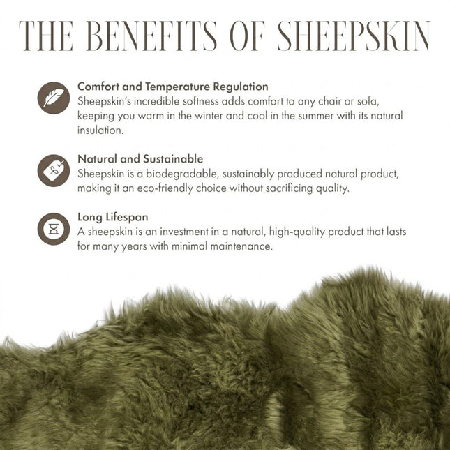 Genuine Sheepskin Green Double Natural Fluffy Silky Soft Real Wool Rug