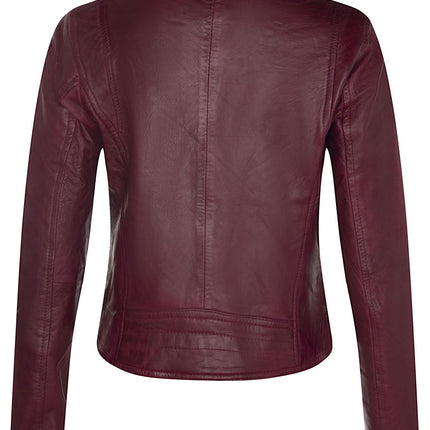 Womens Leather Classic Biker Brando Jacket-Baku
